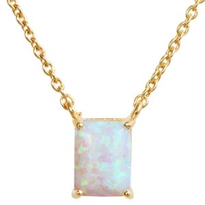 Savvy Cie Gold Opalescent Rectangular Pendant Necklace